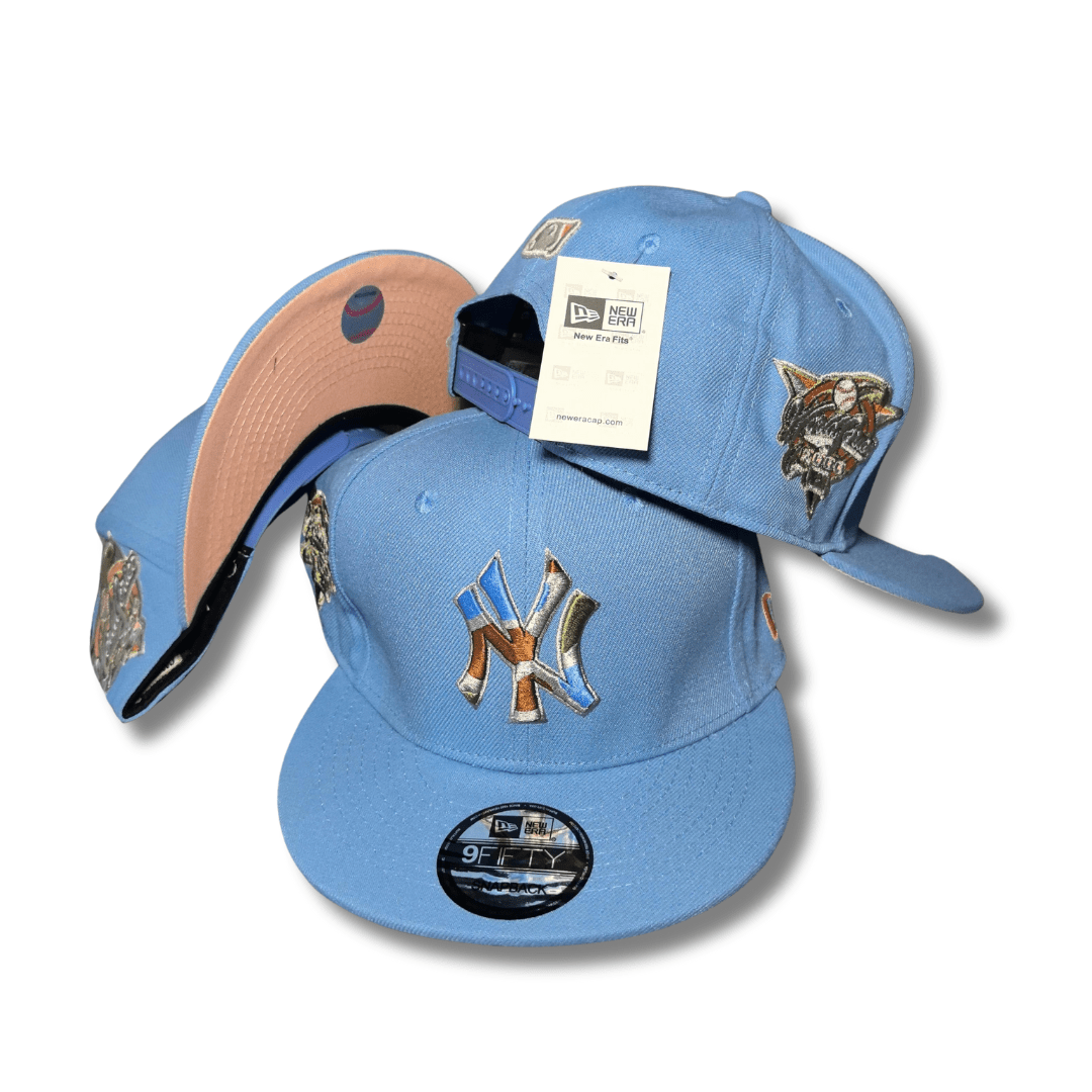 New York Yankees Light Blue with Multicolor Logo and Side Patches - Snapback Cap